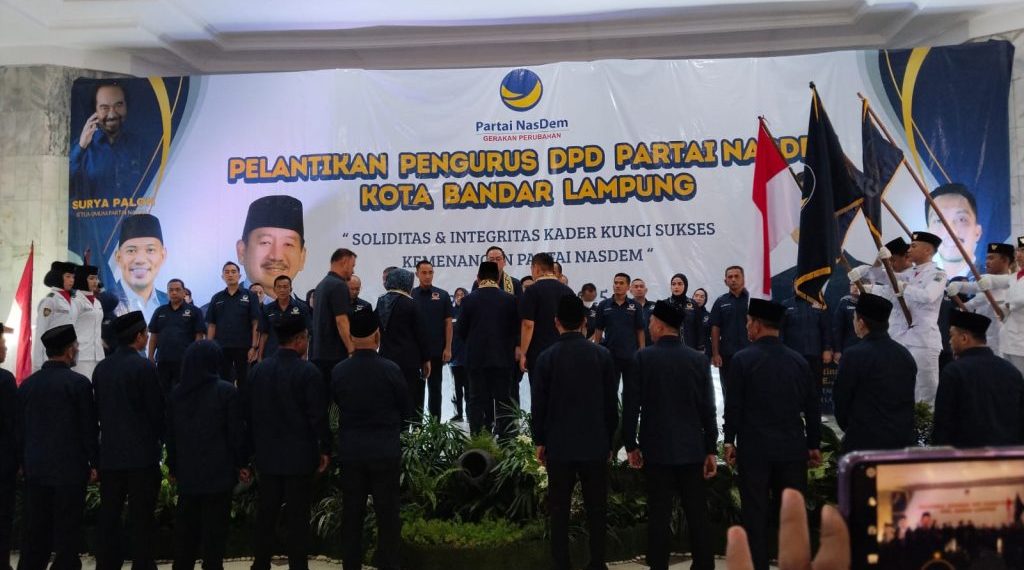 Herman HN Hadir, Eva Dwiana Wakilkan Deddy Amrullah di Pelantikan Nasdem Bandar Lampung