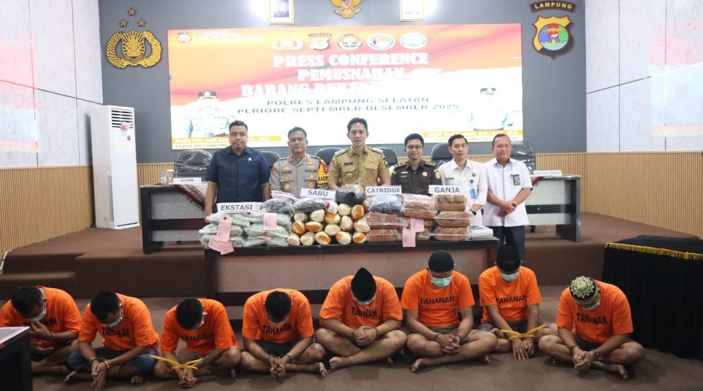 Polres Lampung Selatan Musnahkan Narkotika Rp230 Miliar Selamatkan Hampir 2 Juta Jiwa